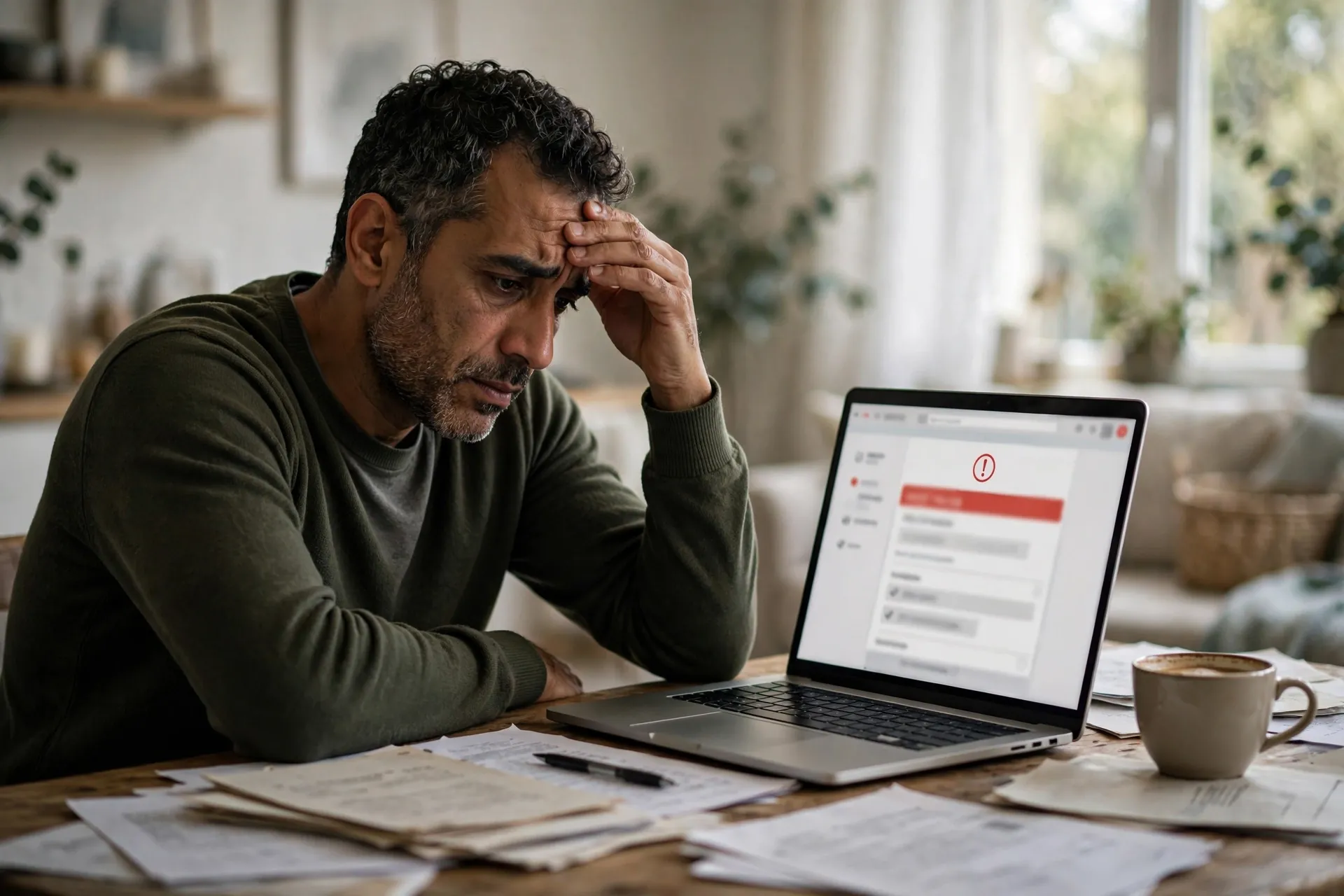 Ordinateur affichant une erreur sur la plateforme ANEF